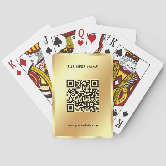 QR Code Upload Business Logo Glamour Gold Pokerkaarten (Achterkant)