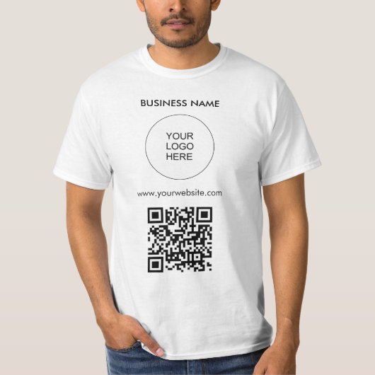 QR Code Upload Logo Sjabloon Mannen Modern Value T-shirt (Voorkant)