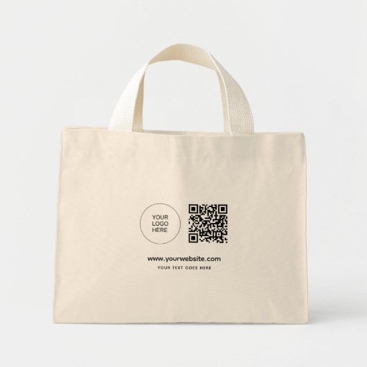QR code Upload uw Logo Sjabloon website adres Mini Tote Bag (Voorkant)