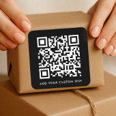 QR-code uploaden | Zwarte minimalistische eenvoudi Vierkante Sticker