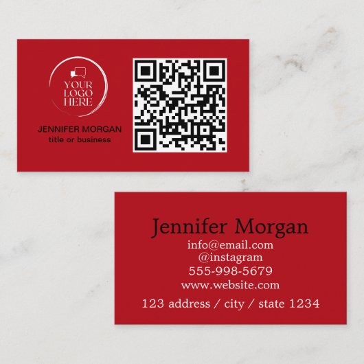 QR CODE uw logo aangepaste professional modern roo Visitekaartje (Voorkant / Achterkant)