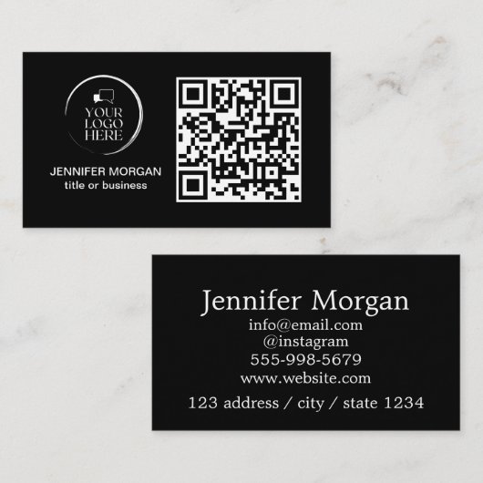 QR CODE uw logo aangepaste professionele moderne z Visitekaartje (Voorkant / Achterkant)
