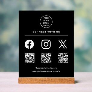 QR Code Uw Logo Volg Scan Me Verbind met Ons Acryl Bord