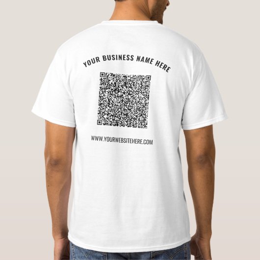 QR Code Uw Zakelijk T-Shirt met Aangepaste Tekst (Achterkant)
