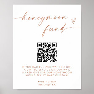 QR-code van het Honeymoon Fund, minimalistisch huw Poster