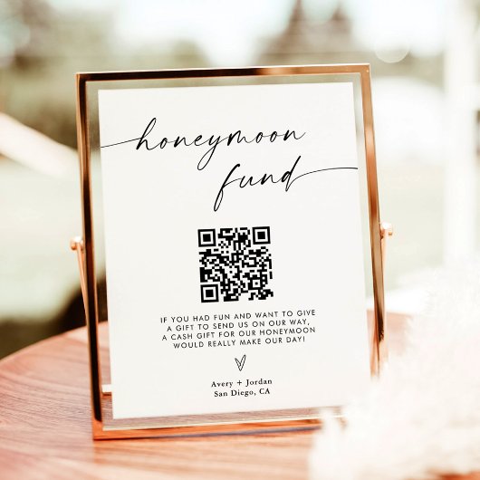 QR-code van het Honeymoon Fund, minimalistisch huw Poster