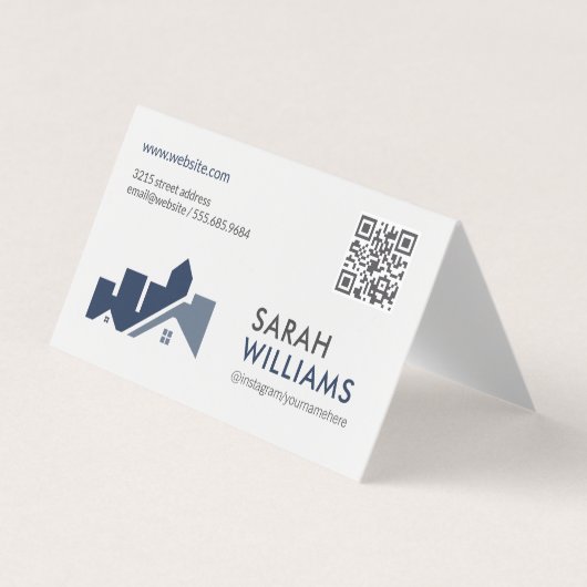 QR-code | Vastgoed thuis Visitekaartjes (Voorkant)
