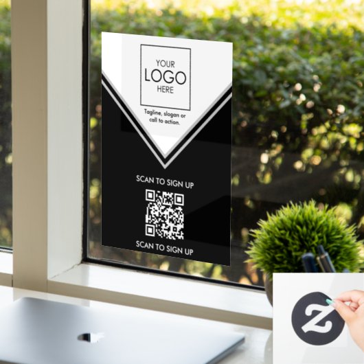 QR Code Venster Decal Upload uw Logo Venster Cling (Kantoor)