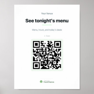 QR-code-vensterbord voor restaurants en winkels, k Poster