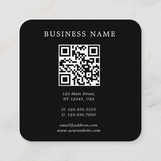 QR-code ventilatorzwart vierkant Visitekaartje (Achterkant)