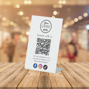 QR Code Verbind met ons Facebook TikTok Reclamebord Met Voetstuk
