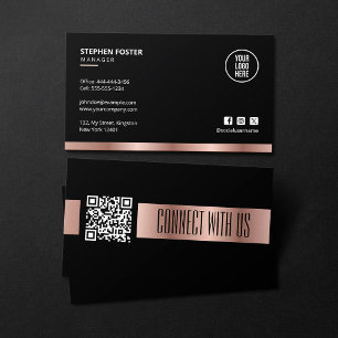 QR-code Verbind met Ons Sociale Media Roze Goud Visitekaartje
