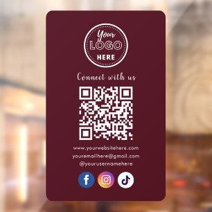 QR-code verbinding met ons sociale media bordeauxr Raamsticker