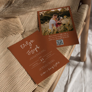 QR Code Verbrand Sinaasappel Foto Boho Terracotta  Kaart