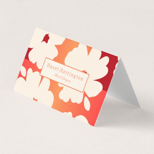 QR Code Vetgedrukte Bloemen Gevouwen Visitekaartje (Voorkant)