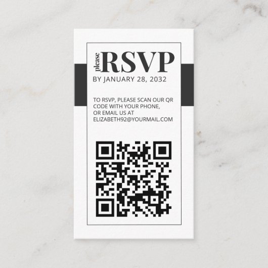 QR Code vetvrije minimale online RSVP-behuizing Informatiekaartje (Voorkant)