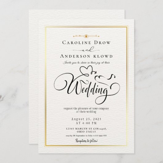 QR Code Video Wedding Invitation (Devant / Derrière)