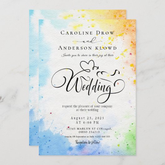 QR Code Video Wedding Invitation (Devant / Derrière)