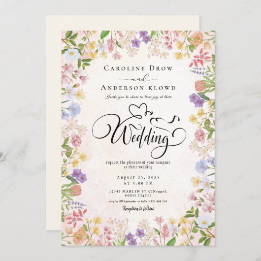 QR Code Video Wedding Invitation (Devant / Derrière)