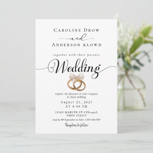 QR Code Video Wedding Invitation Kaart (Staand voorkant)