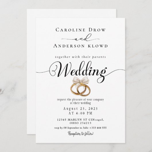 QR Code Video Wedding Invitation Kaart (Voorkant / Achterkant)