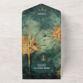 QR Code Vintage Waterverf Hemelbruiloft All In One Uitnodiging (Buitenkant)