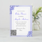 QR Code Violet Bloemen Baby Meisje Douche Uitnodig (Staand voorkant)
