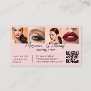 qr code visagist 4 foto's roze bedrijf contactkaartje