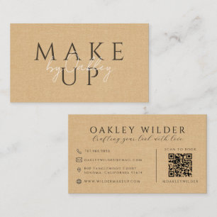 QR Code Visagist Beige Nep Linnen Visitekaartje