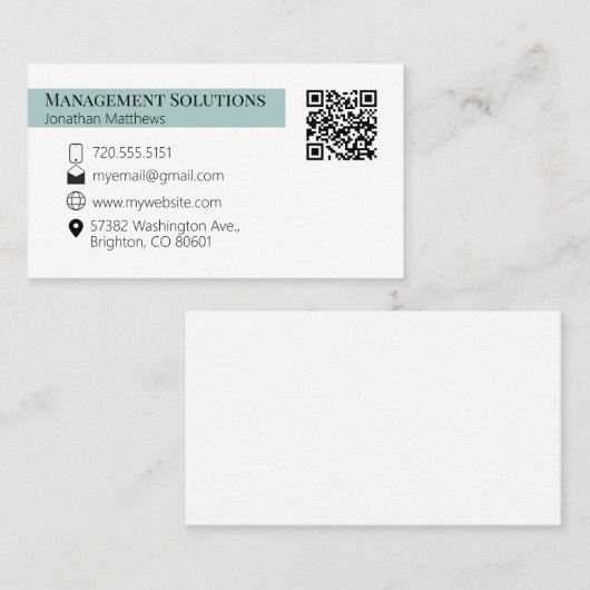 QR code Visitekaartje Licht Blauwgroen (Voorkant / Achterkant)