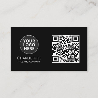 QR Code Visitekaartje Logo Zwart Modern Minimalist