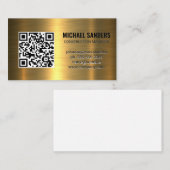 QR-code | Visitekaartje met gouden metalen achterg (Voorkant / Achterkant)