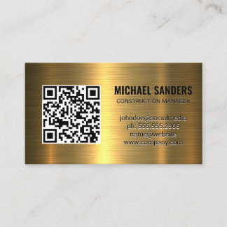 QR-code | Visitekaartje met gouden metalen achterg