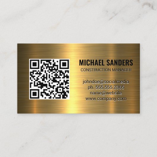 QR-code | Visitekaartje met gouden metalen achterg (Voorkant)