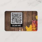 QR Code Visitekaartje met Herfstbladeren Op Hout (Voorkant)