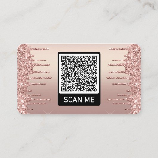 QR-code Visitekaartje met Roos Gold Blush Glitter (Achterkant)