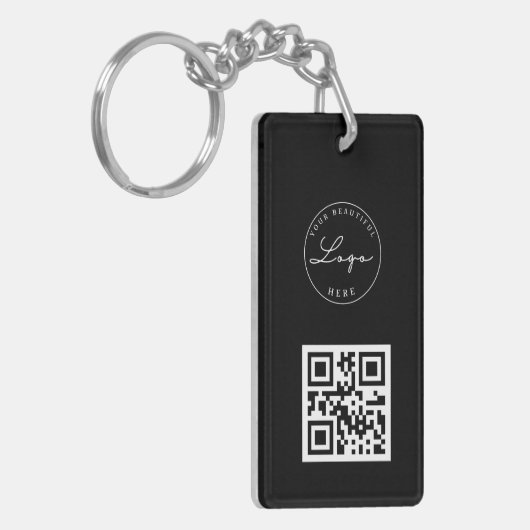 QR Code Visitekaartje Uw Logo Aangepaste Sleutelha Sleutelhanger (Voorkant Links)