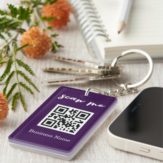QR Code Visitekaartje Uw Logo Aangepaste Sleutelha Sleutelhanger (Voorkant Rechts)