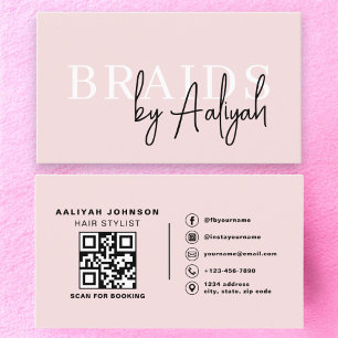 QR Code Vlechten Haarstylist Moderne Typografie Visitekaartje