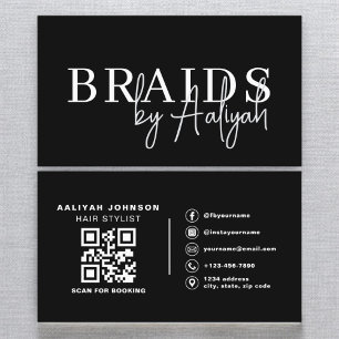 QR Code Vlechten Haarstylist Moderne Typografie Visitekaartje