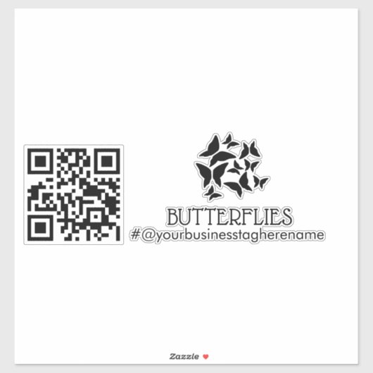 QR Code Vlinders Bedrijfsnaam Auto Decal Sticker (Vel)