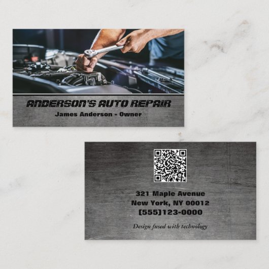 QR-code voor automatische reparatie van auto's Visitekaartje (Voorkant / Achterkant)