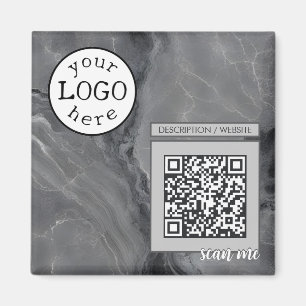 QR Code voor Bedrijf/Gebeurtenis Elegant Grijs Mar Magneet