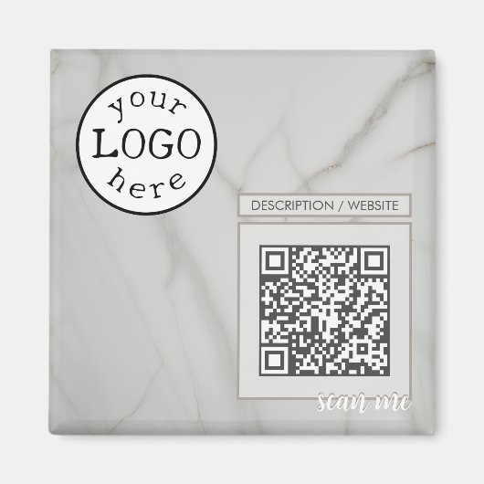 QR Code voor Bedrijf/Gebeurtenis Elegant Wit Marme Magneet (Voorkant)