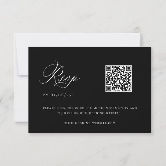 QR-code voor Black Chinoiserie Wedding RSVP Kaartje (Voorkant)