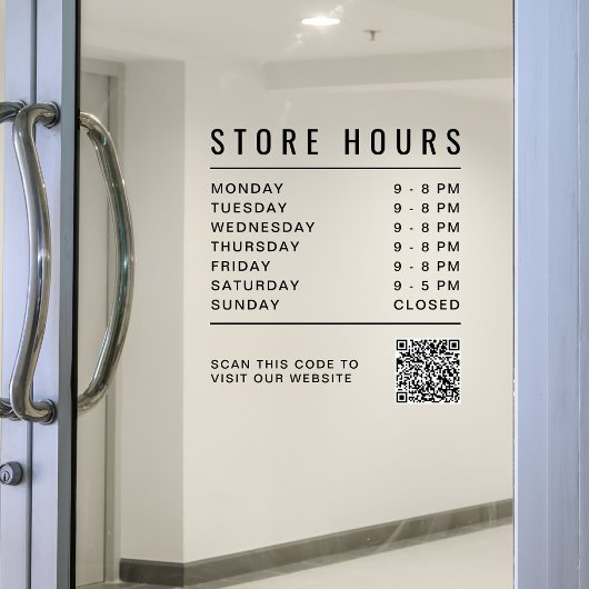 QR-code voor openingsuren winkel Raamsticker