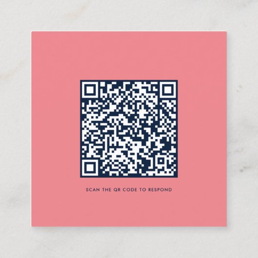 QR-code voor script bruiloft RSVP Vierkante Visitekaartje (Achterkant)