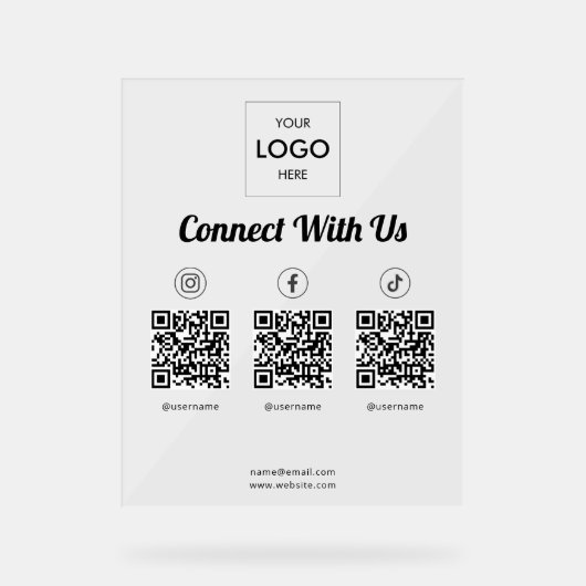QR-code voor sociale media Acryl Bord (Voorkant)