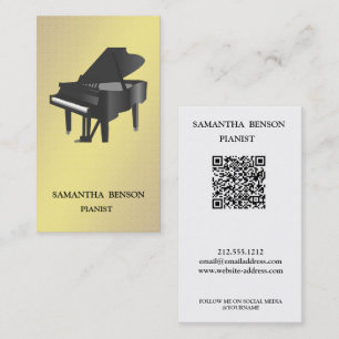 QR-code voor vintage pianiste muzikant muzieklera Visitekaartje