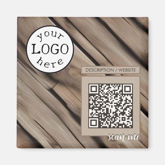 QR-code voor zakelijk rustiek hout Magneet (Voorkant)